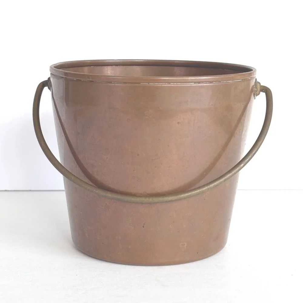 Vintage Copper Bucket with Handle Rustic Farmhouse Pail Planter Decor West Bend
